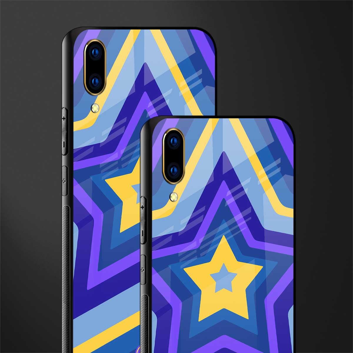 y2k yellow blue stars glass case for vivo v11 pro image-2