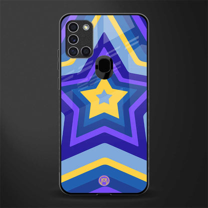 y2k yellow blue stars glass case for samsung galaxy a21s image