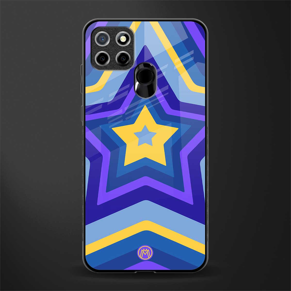 y2k yellow blue stars glass case for realme narzo 20 image