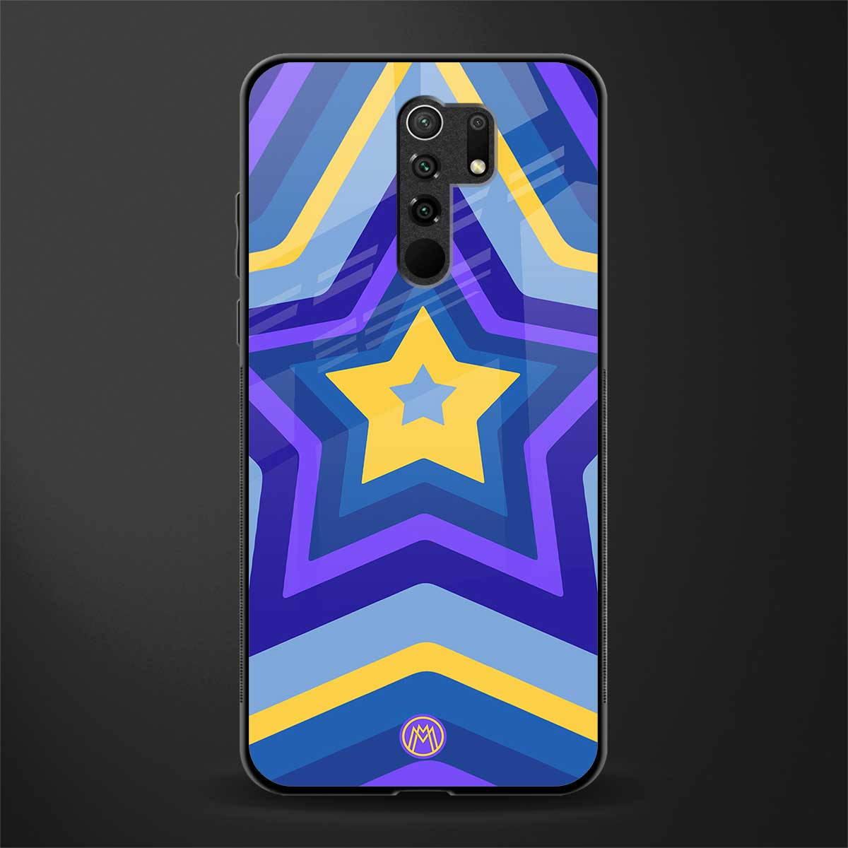 y2k yellow blue stars glass case for redmi 9 prime image