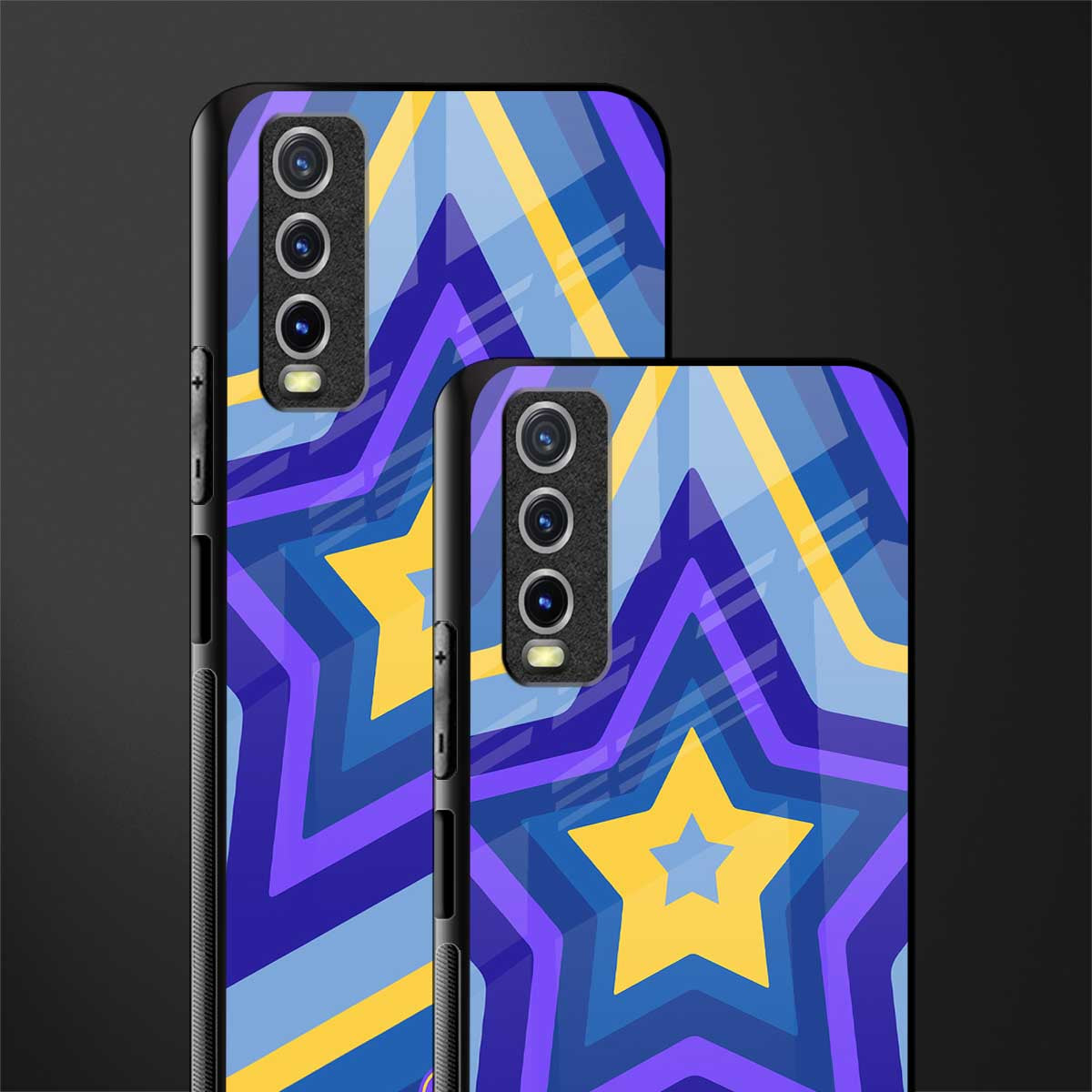 y2k yellow blue stars glass case for vivo y20 image-2