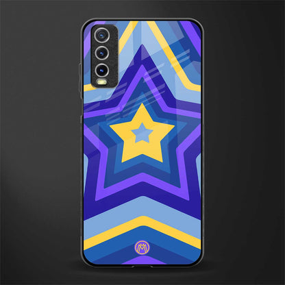 y2k yellow blue stars glass case for vivo y20 image