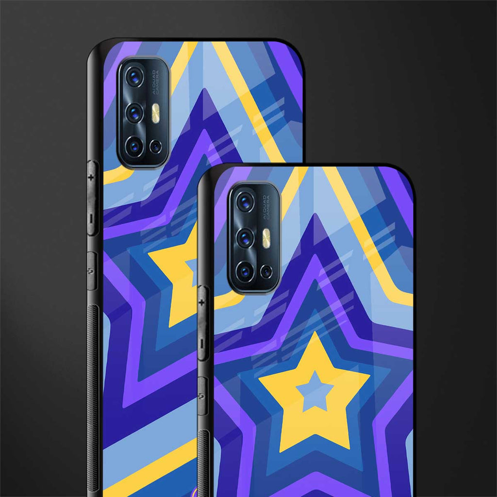 y2k yellow blue stars glass case for vivo v17 image-2