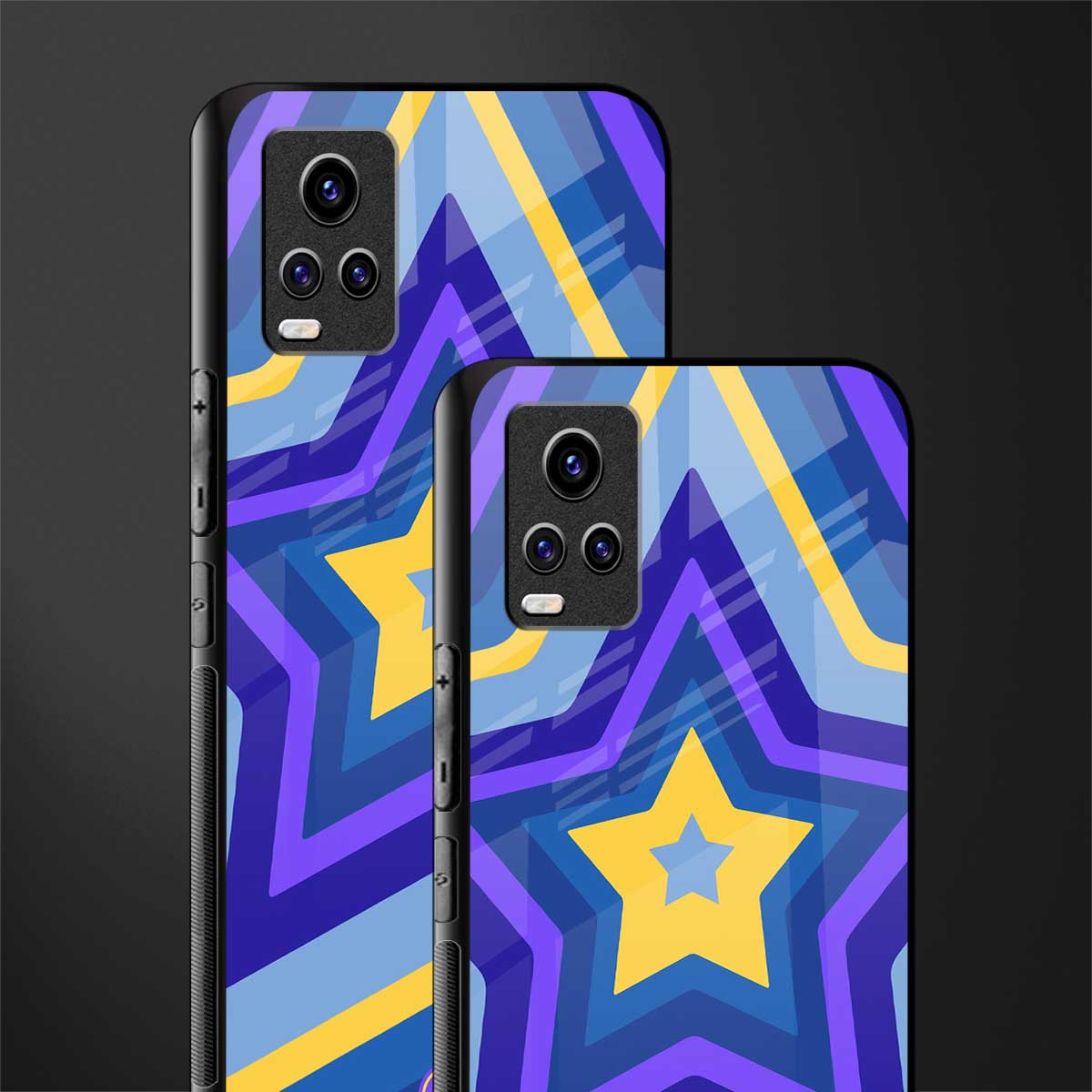 y2k yellow blue stars glass case for vivo v20 image-2