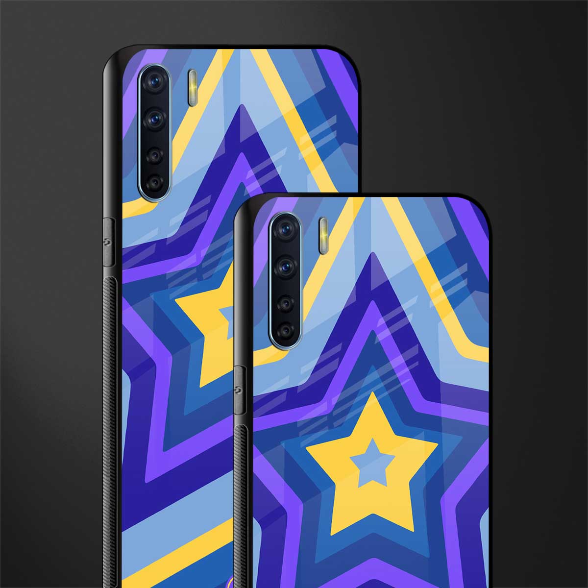 y2k yellow blue stars glass case for oppo f15 image-2