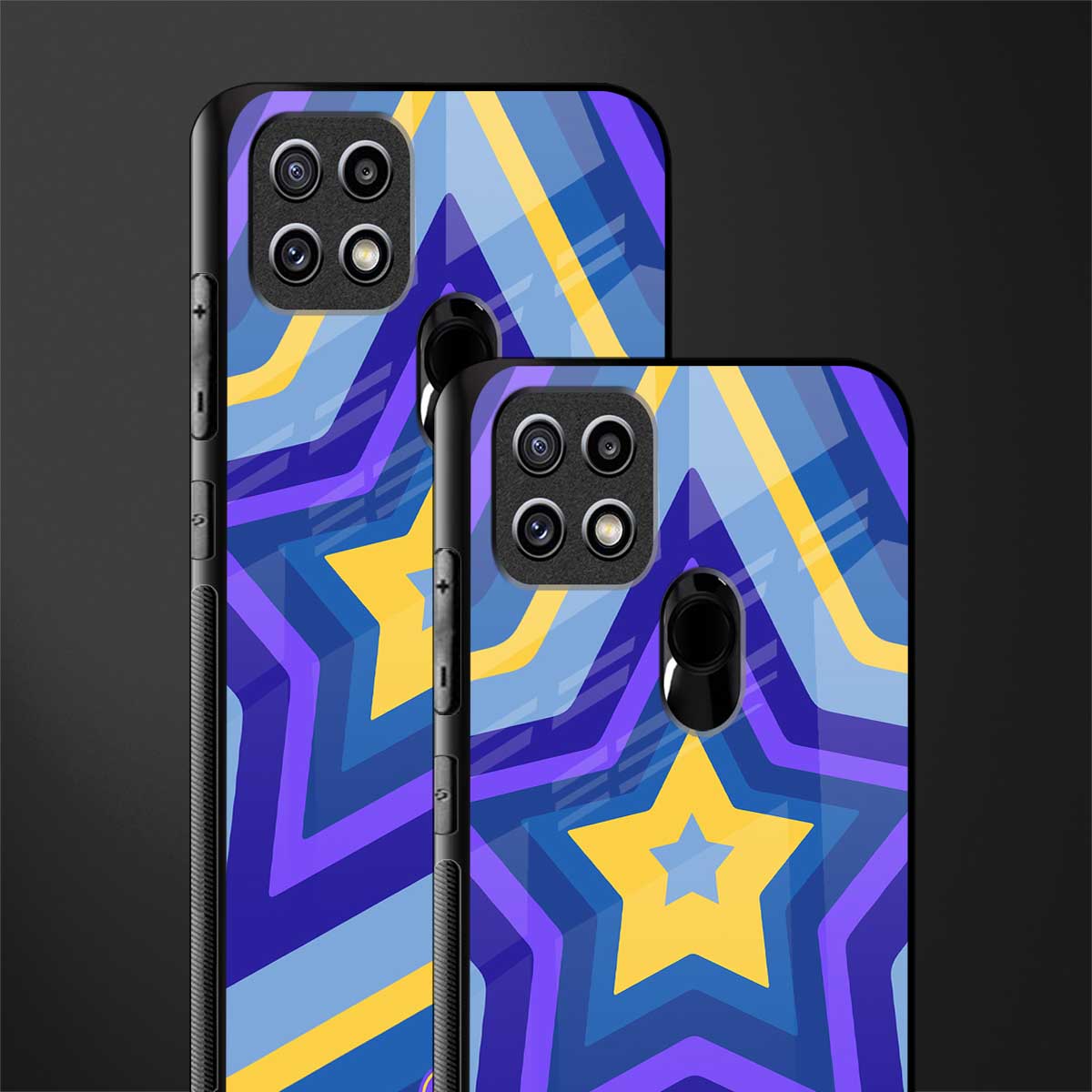 y2k yellow blue stars glass case for oppo a15s image-2