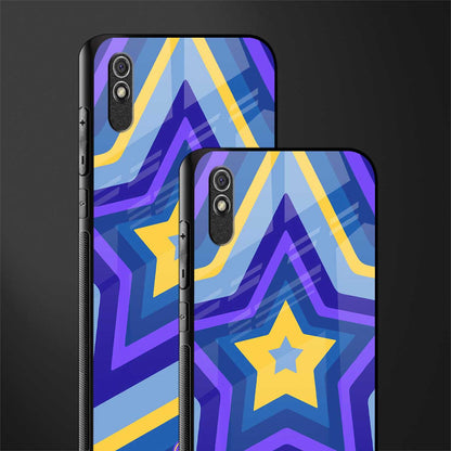 y2k yellow blue stars glass case for redmi 9a image-2