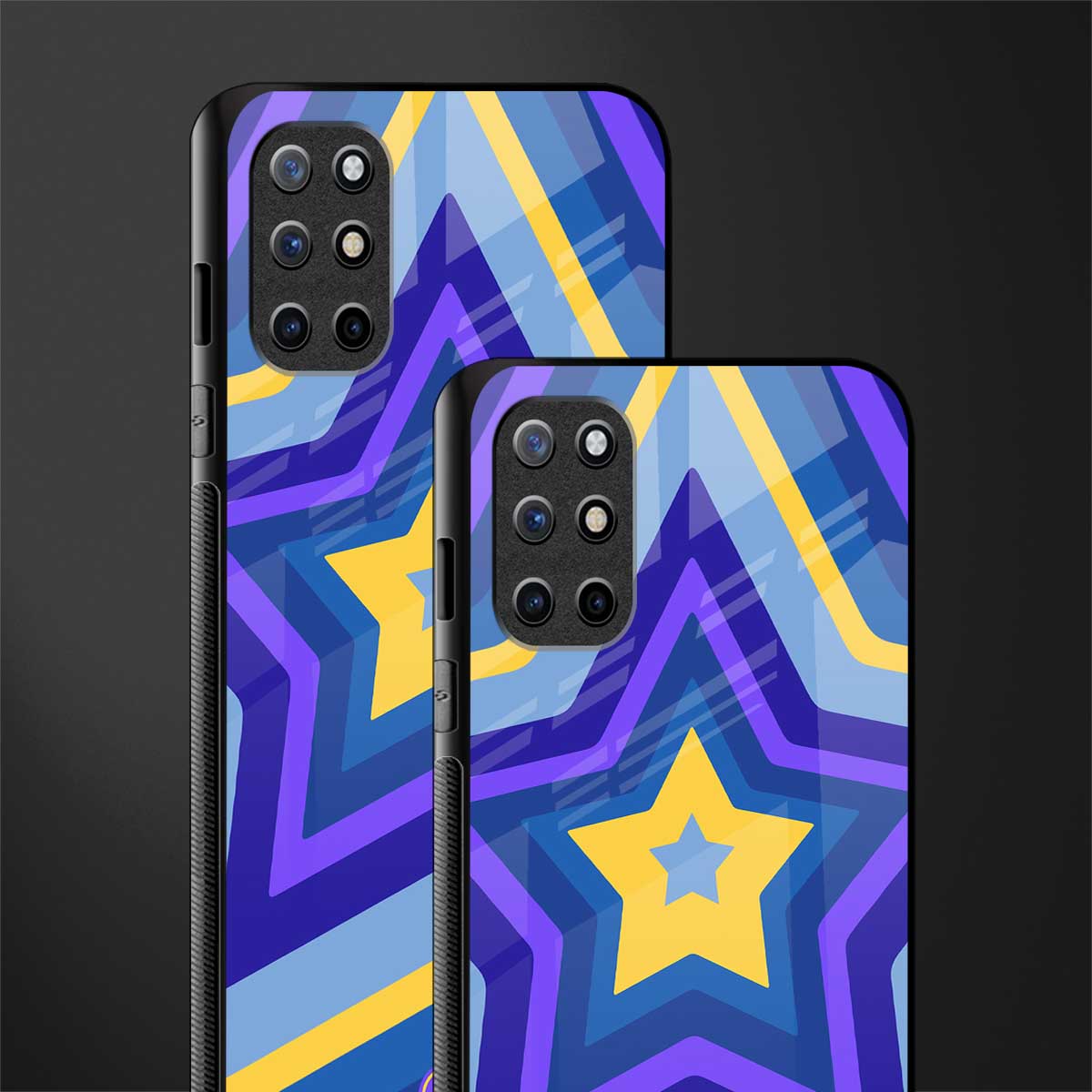 y2k yellow blue stars glass case for oneplus 8t image-2