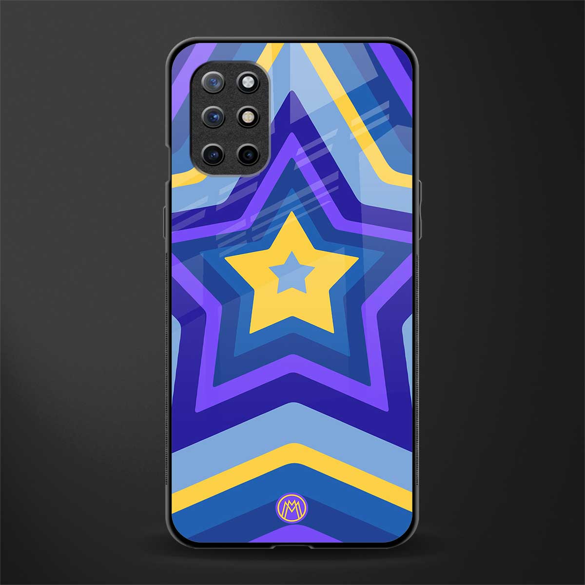 y2k yellow blue stars glass case for oneplus 8t image