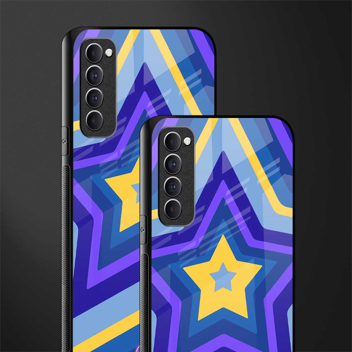 y2k yellow blue stars glass case for oppo reno 4 pro image-2