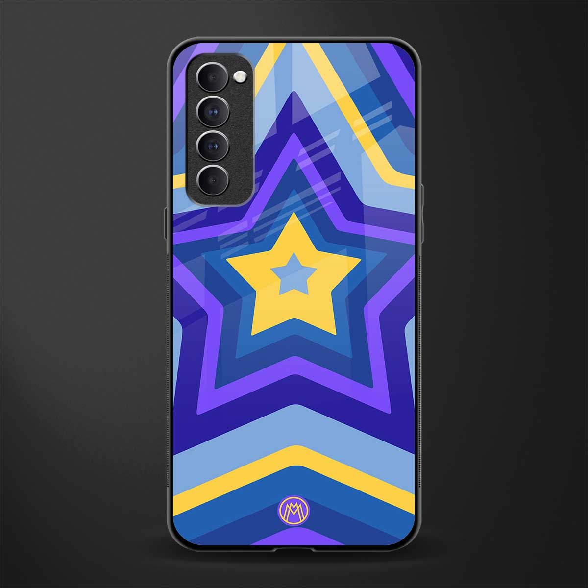 y2k yellow blue stars glass case for oppo reno 4 pro image