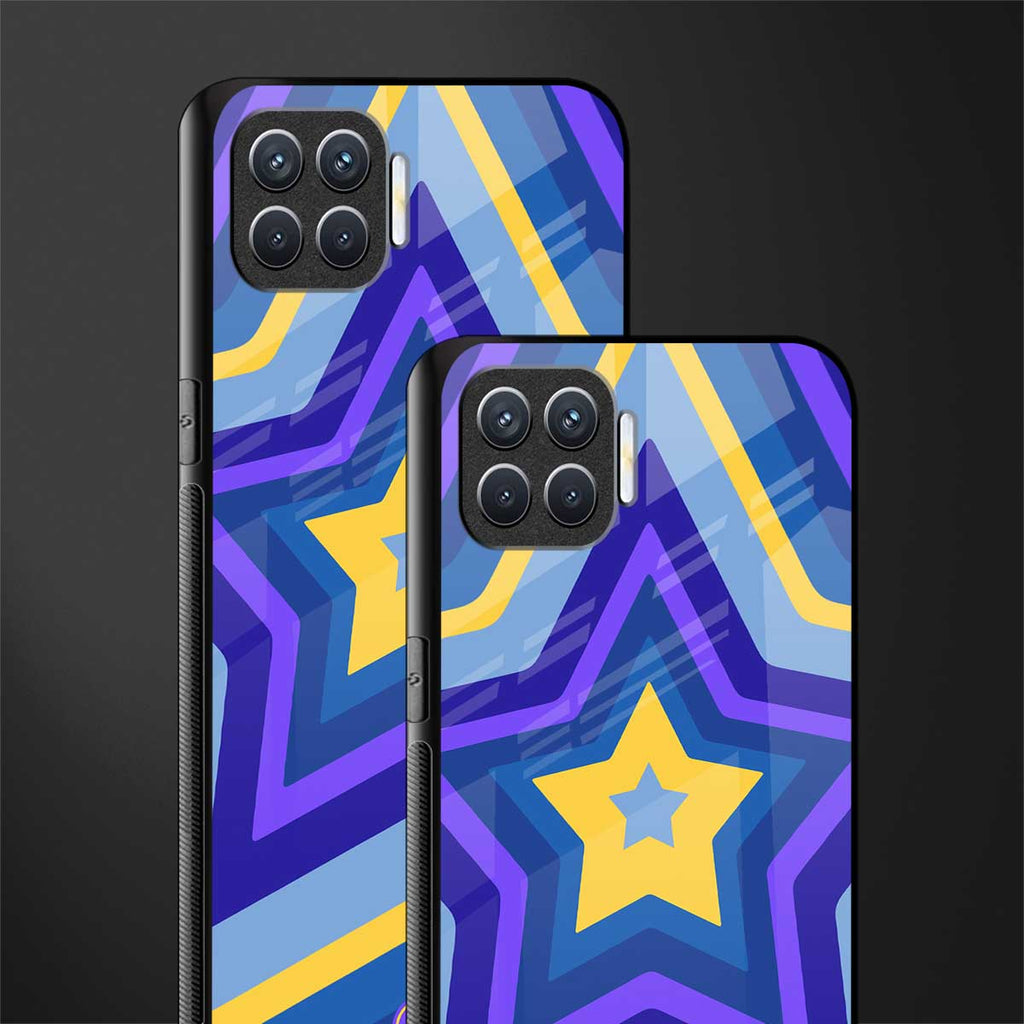 y2k yellow blue stars glass case for oppo f17 image-2