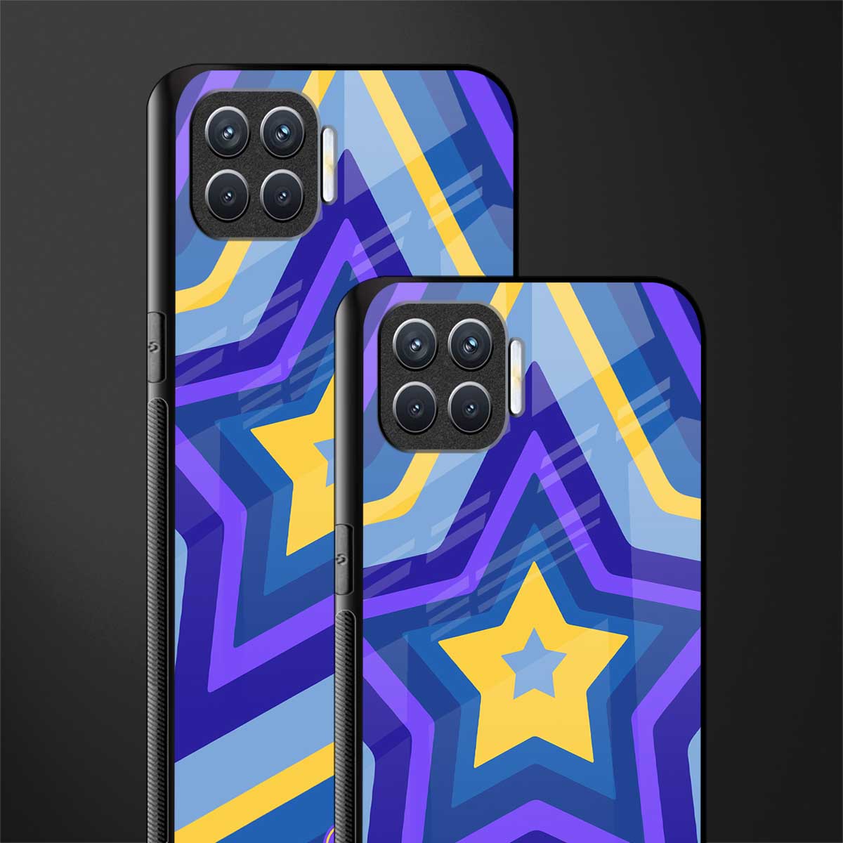 y2k yellow blue stars glass case for oppo f17 image-2