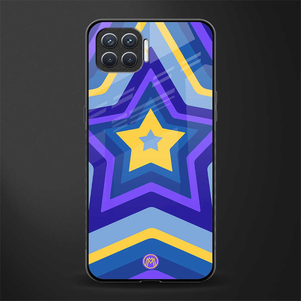 y2k yellow blue stars glass case for oppo f17 image
