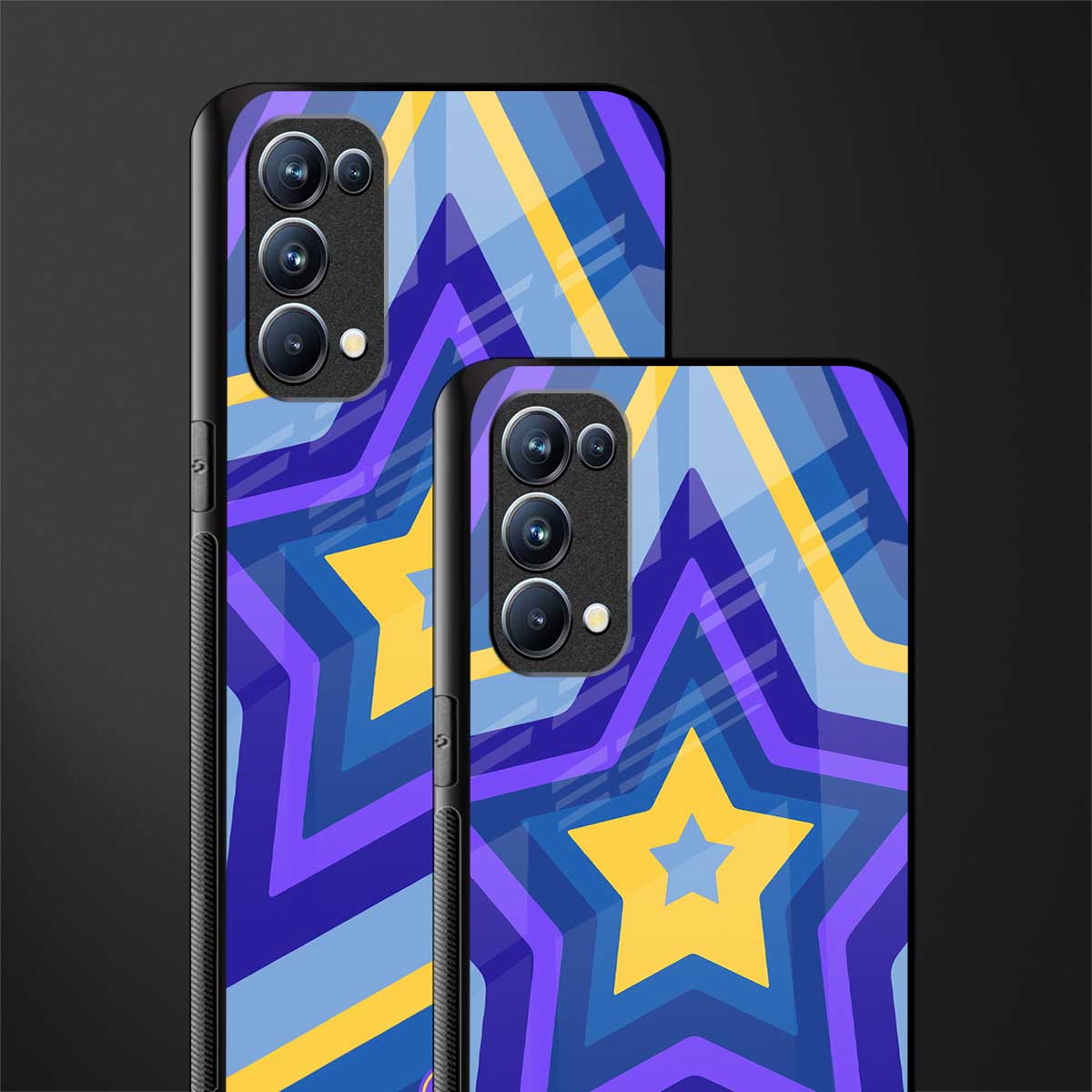 y2k yellow blue stars glass case for oppo reno 5 pro image-2