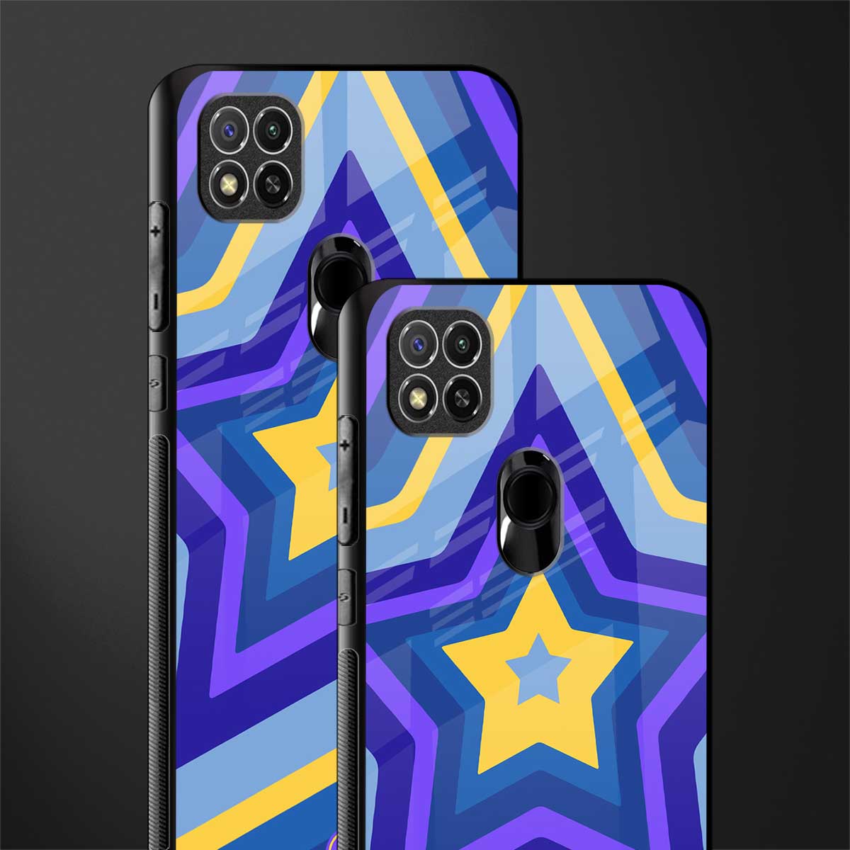 y2k yellow blue stars glass case for redmi 9c image-2
