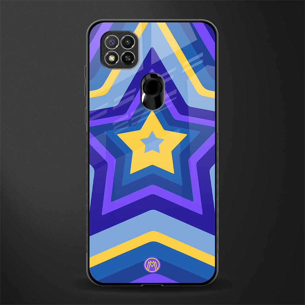y2k yellow blue stars glass case for redmi 9 image