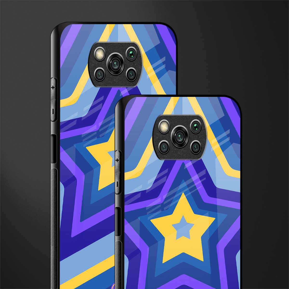 y2k yellow blue stars glass case for poco x3 pro image-2