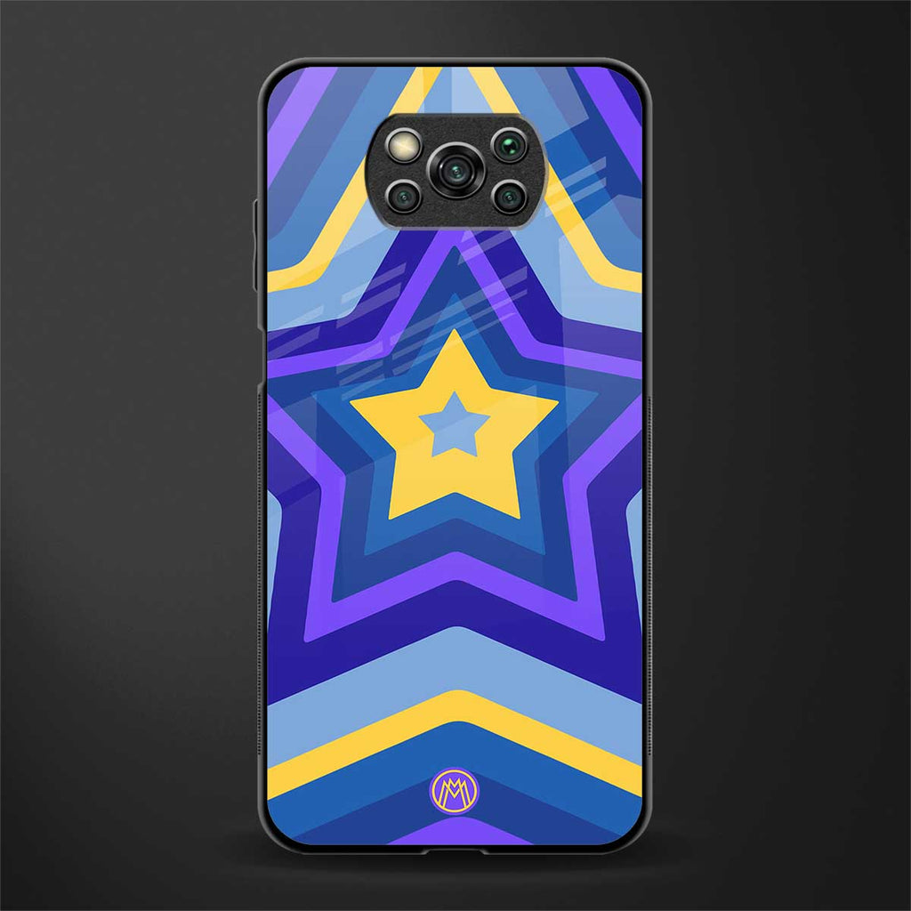y2k yellow blue stars glass case for poco x3 image