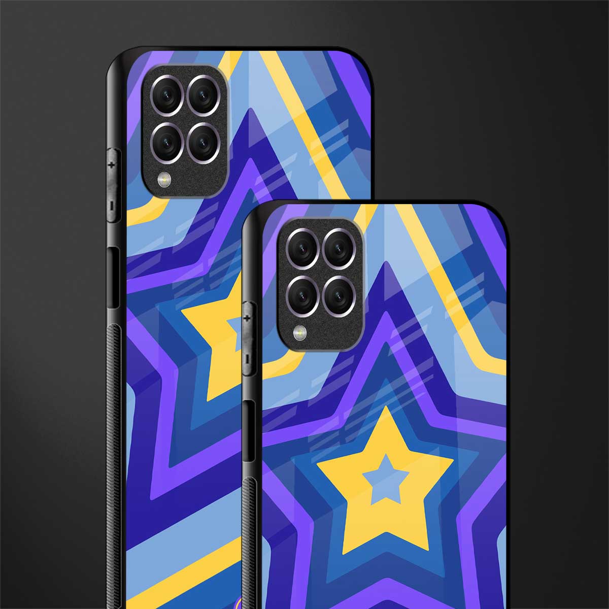 y2k yellow blue stars glass case for samsung galaxy f62 image-2