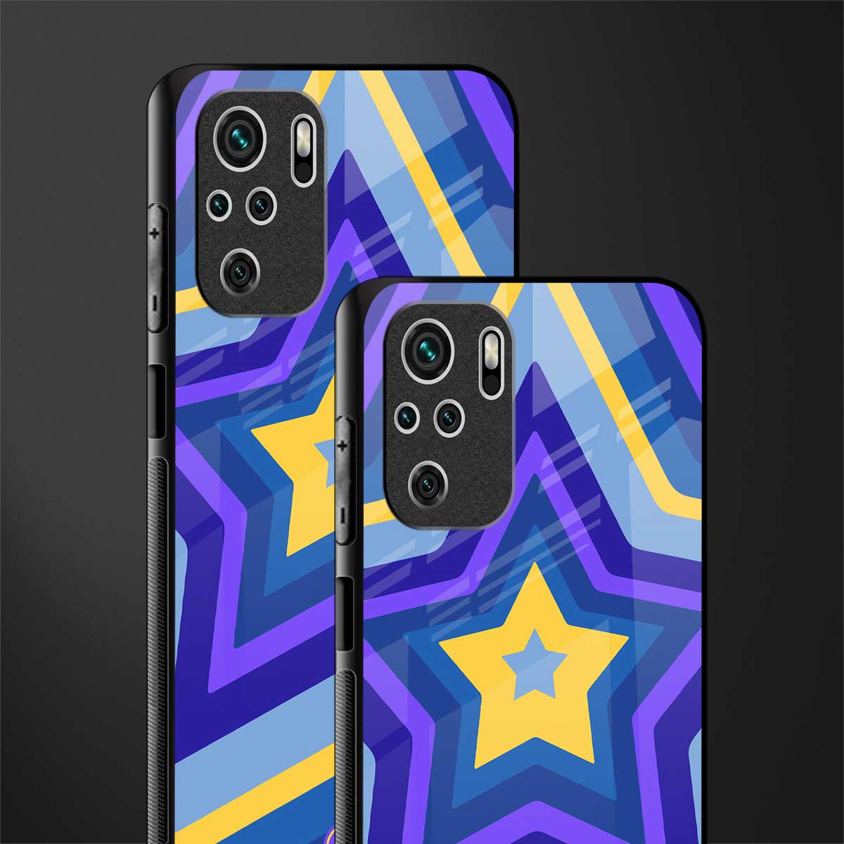 y2k yellow blue stars glass case for redmi note 10s image-2