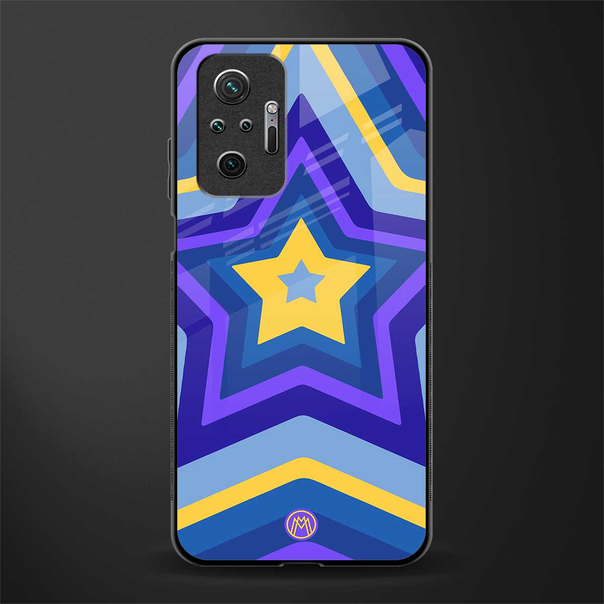 y2k yellow blue stars glass case for redmi note 10 pro image