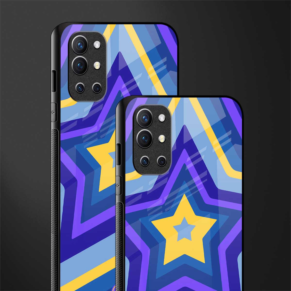 y2k yellow blue stars glass case for oneplus 9r image-2