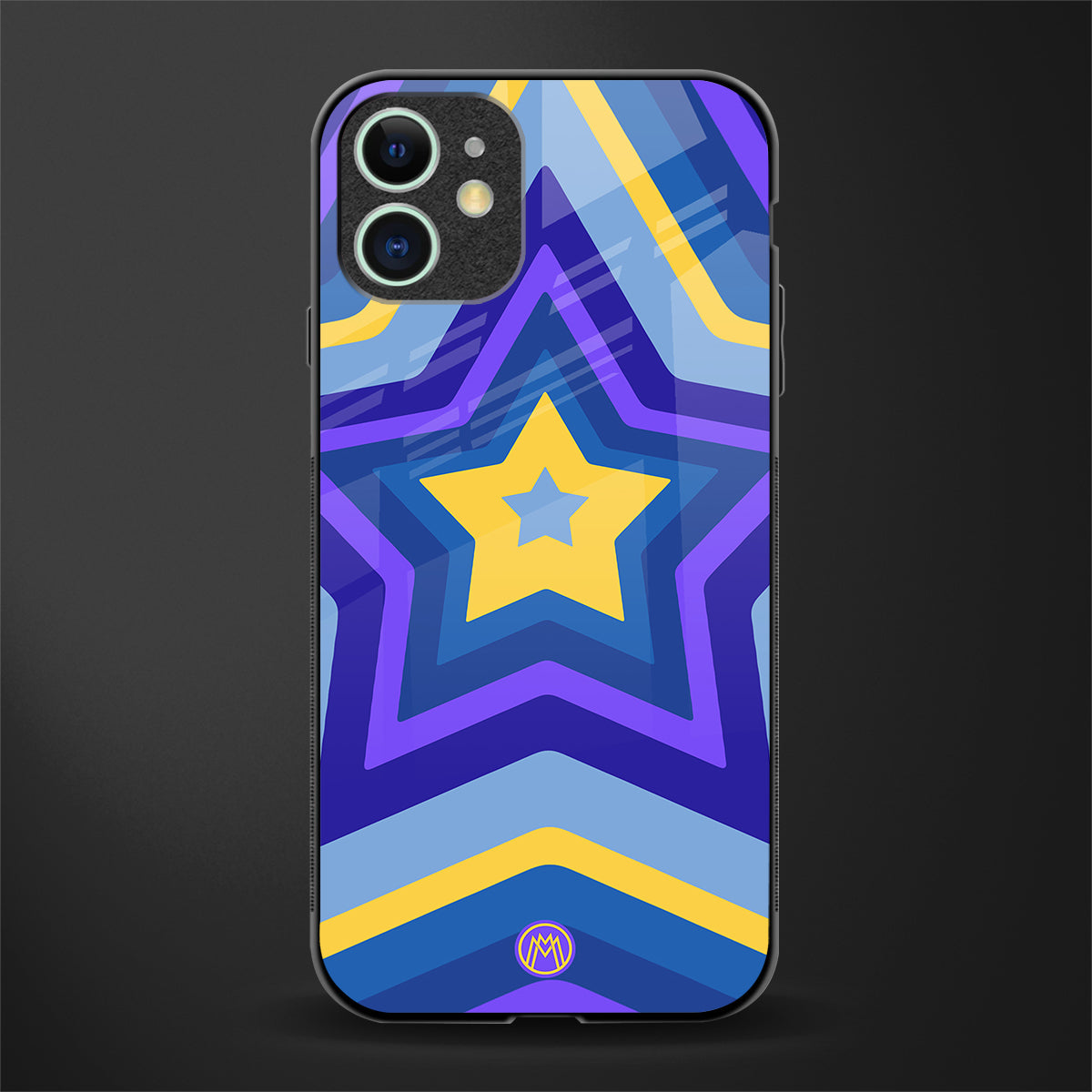 y2k yellow blue stars glass case for iphone 12 image