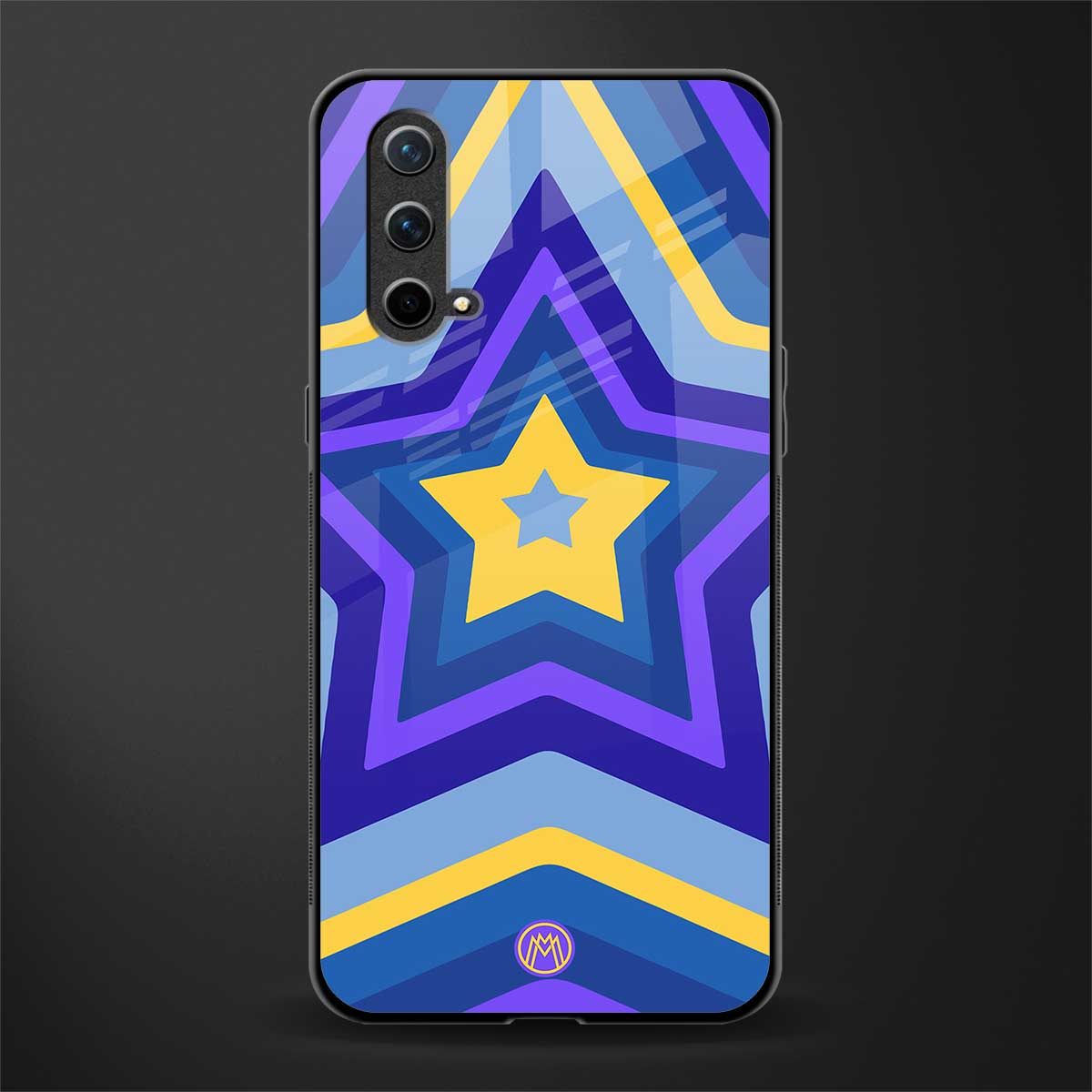y2k yellow blue stars glass case for oneplus nord ce 5g image