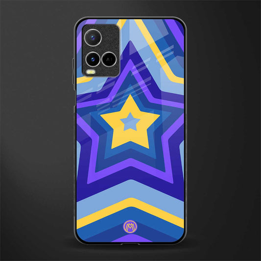 y2k yellow blue stars glass case for vivo y21a image