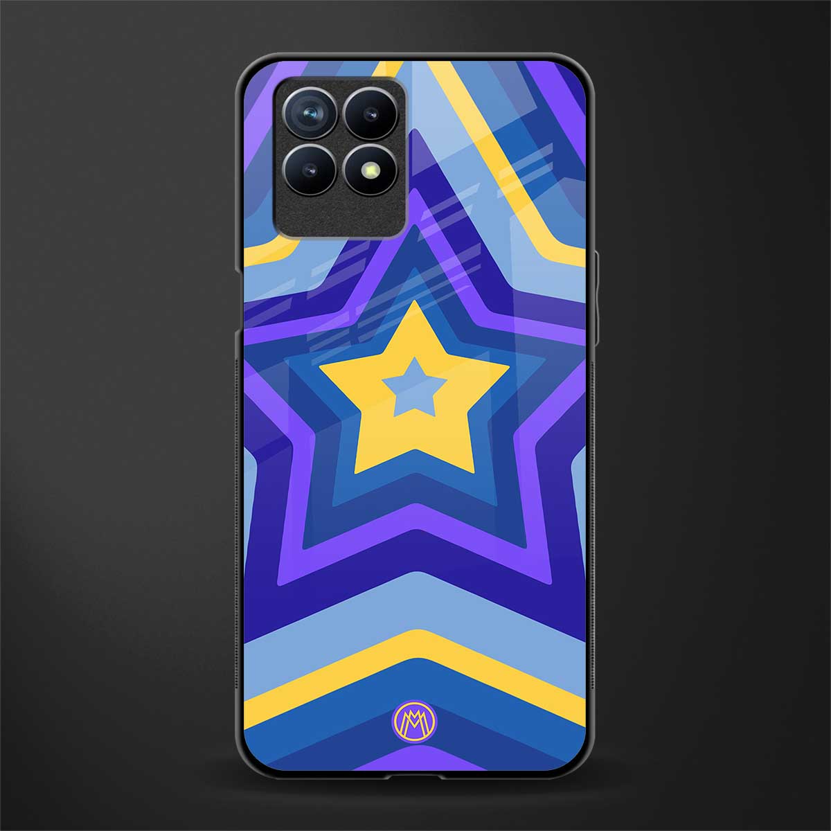 y2k yellow blue stars glass case for realme 8i image