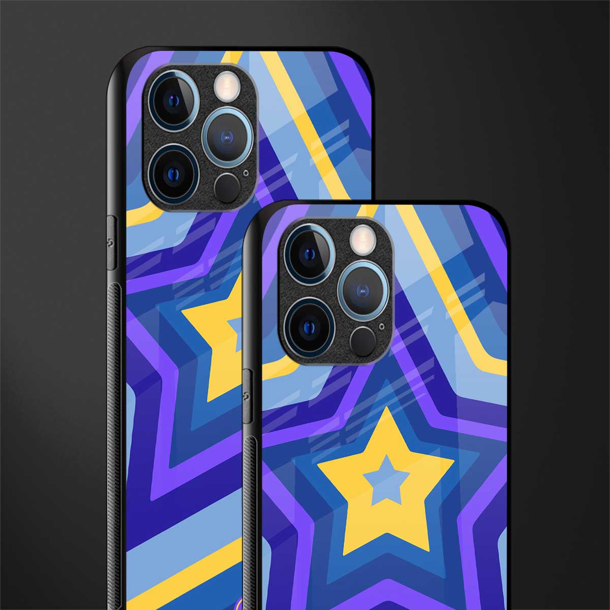 y2k yellow blue stars glass case for iphone 12 pro image-2
