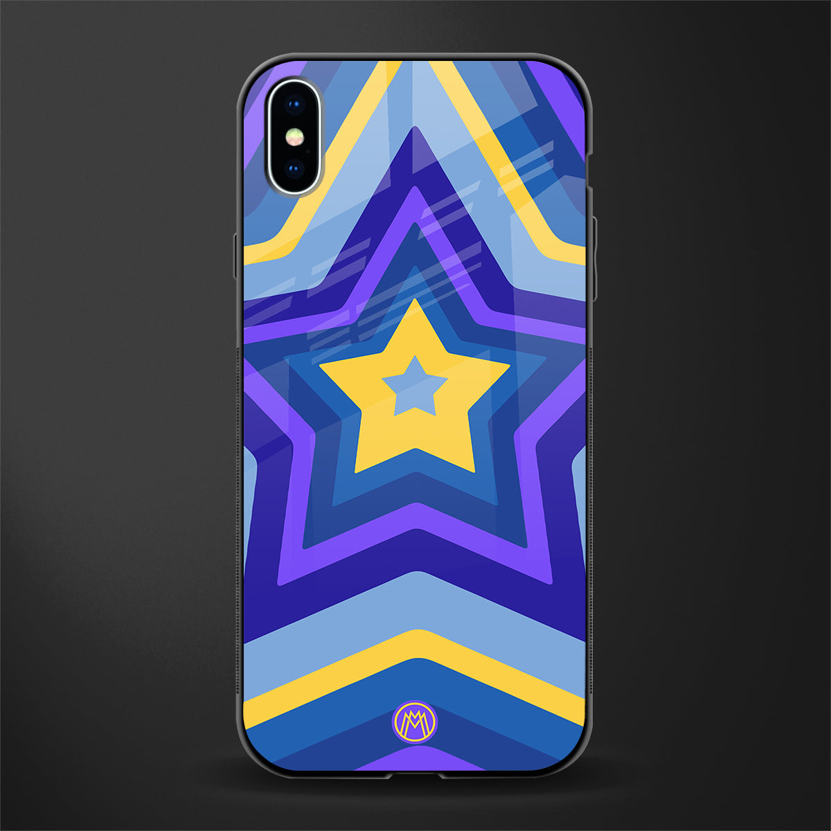 y2k yellow blue stars glass case for iphone xs max image