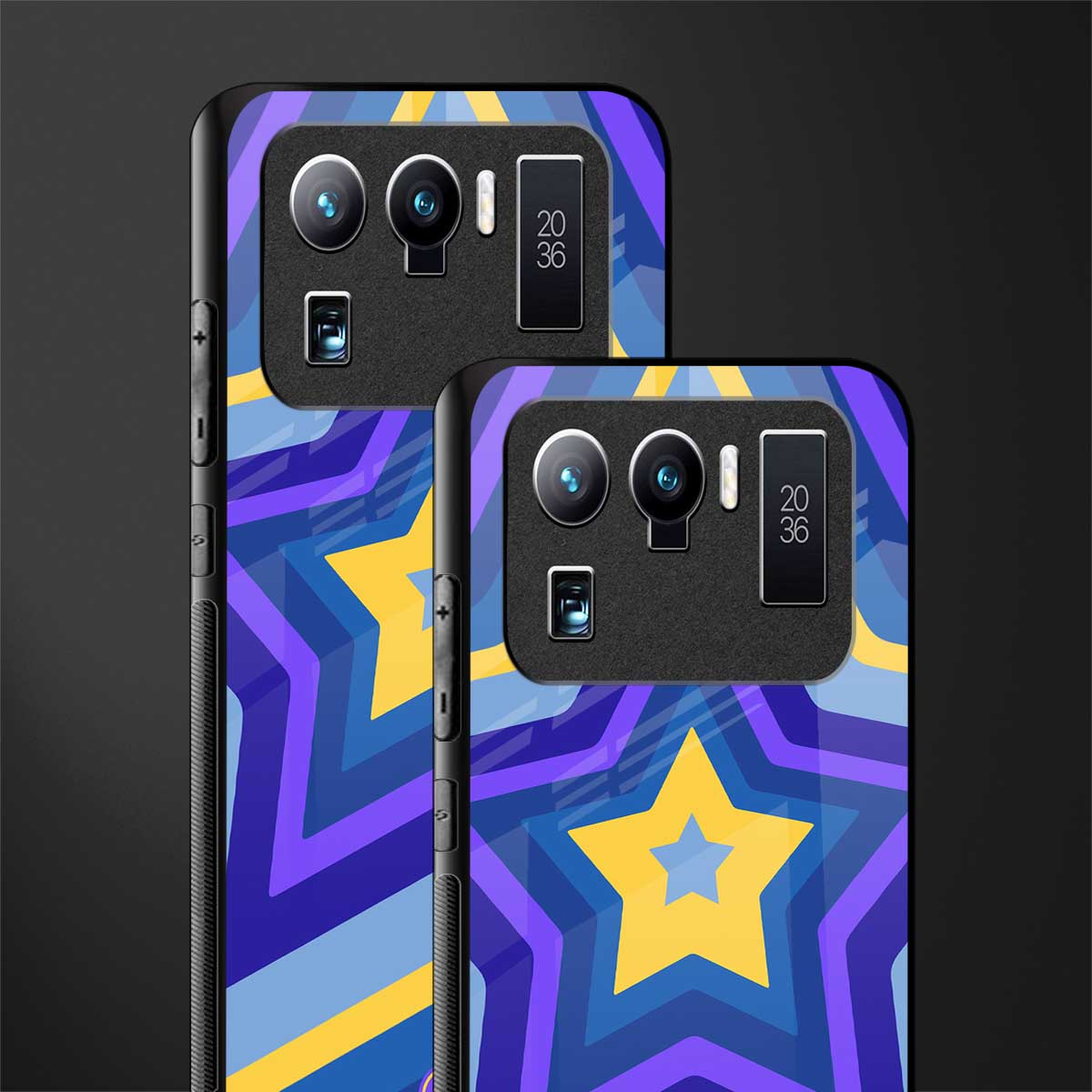 y2k yellow blue stars glass case for mi 11 ultra 5g image-2