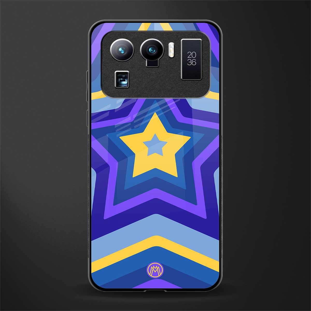 y2k yellow blue stars glass case for mi 11 ultra 5g image