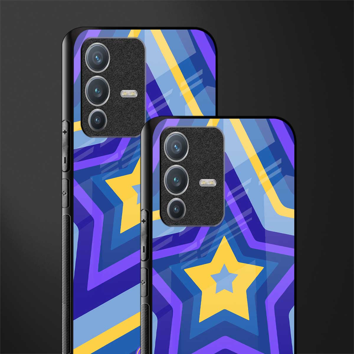 y2k yellow blue stars glass case for vivo v23 pro 5g image-2