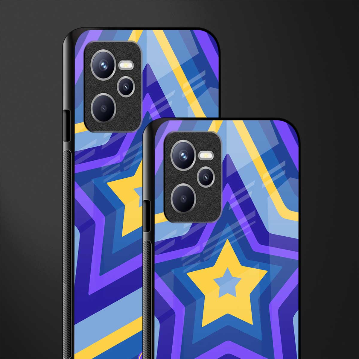 y2k yellow blue stars glass case for realme c35 image-2