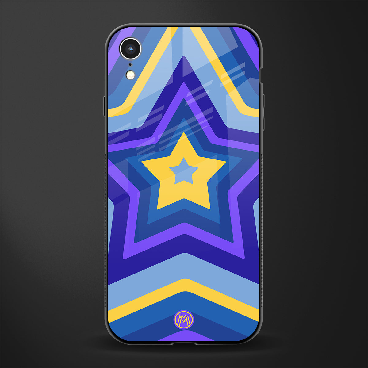 y2k yellow blue stars glass case for iphone xr image