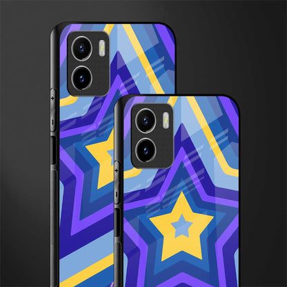 y2k yellow blue stars glass case for vivo y15s image-2