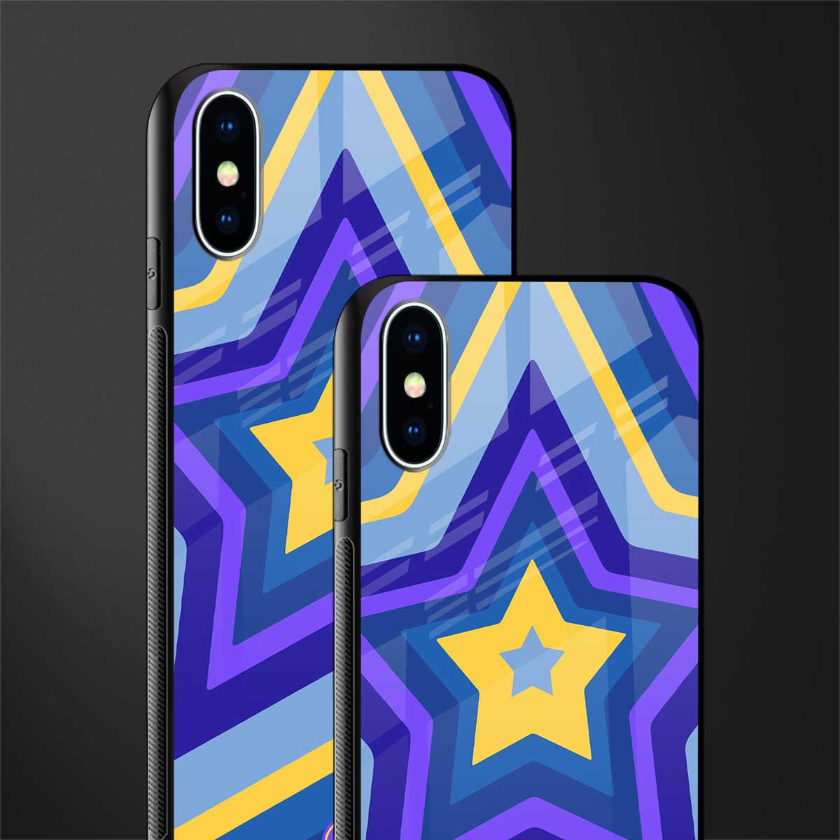 y2k yellow blue stars glass case for iphone xs image-2