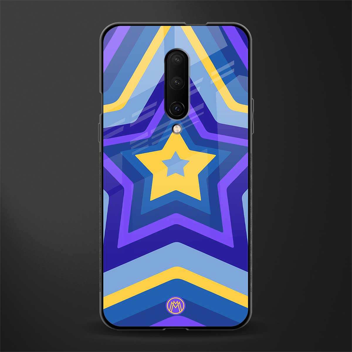y2k yellow blue stars glass case for oneplus 7 pro image