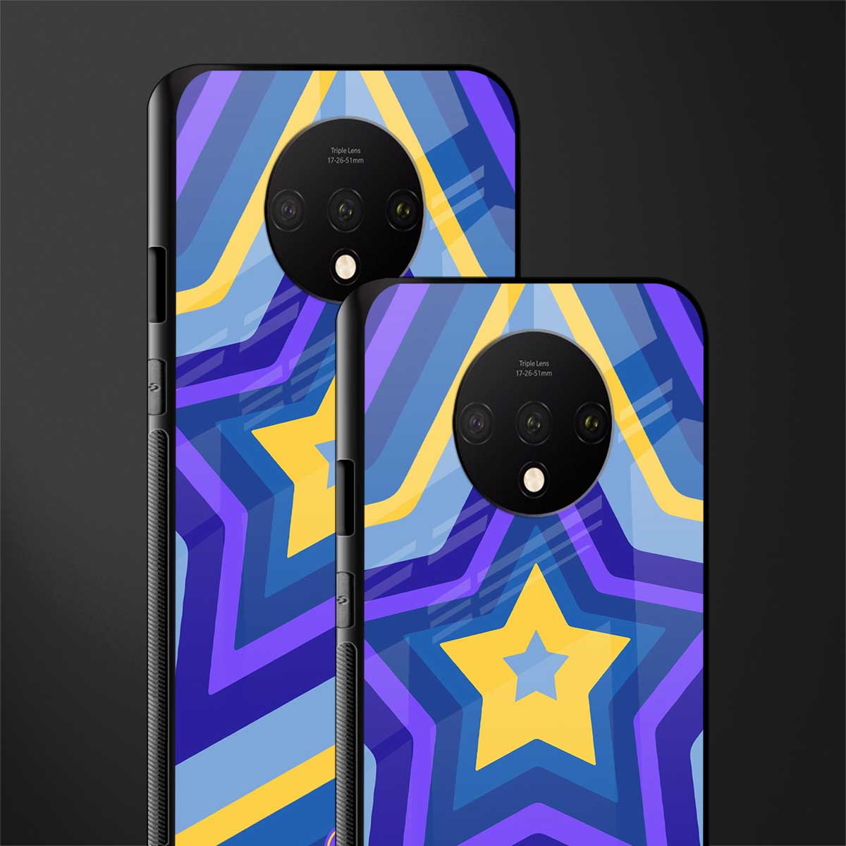 y2k yellow blue stars glass case for oneplus 7t image-2