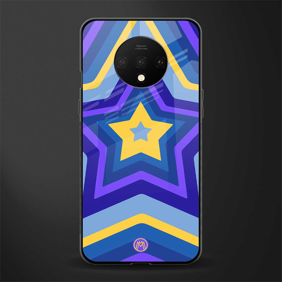 y2k yellow blue stars glass case for oneplus 7t image