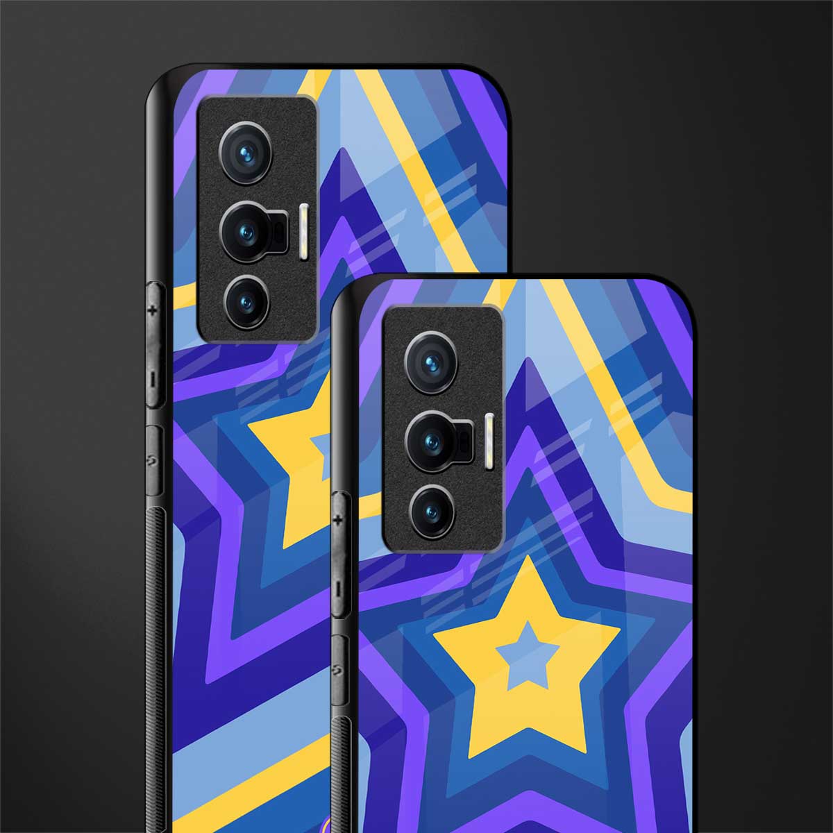y2k yellow blue stars glass case for vivo x70 image-2