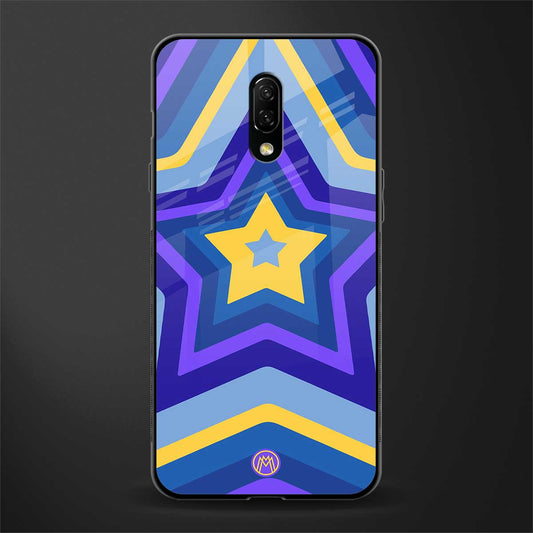 y2k yellow blue stars glass case for oneplus 7 image