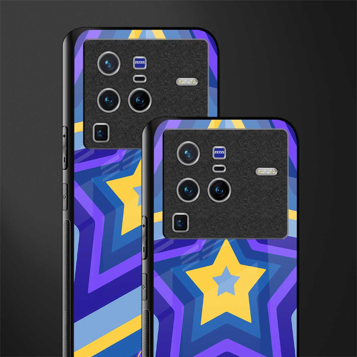 y2k yellow blue stars glass case for vivo x80 pro 5g image-2
