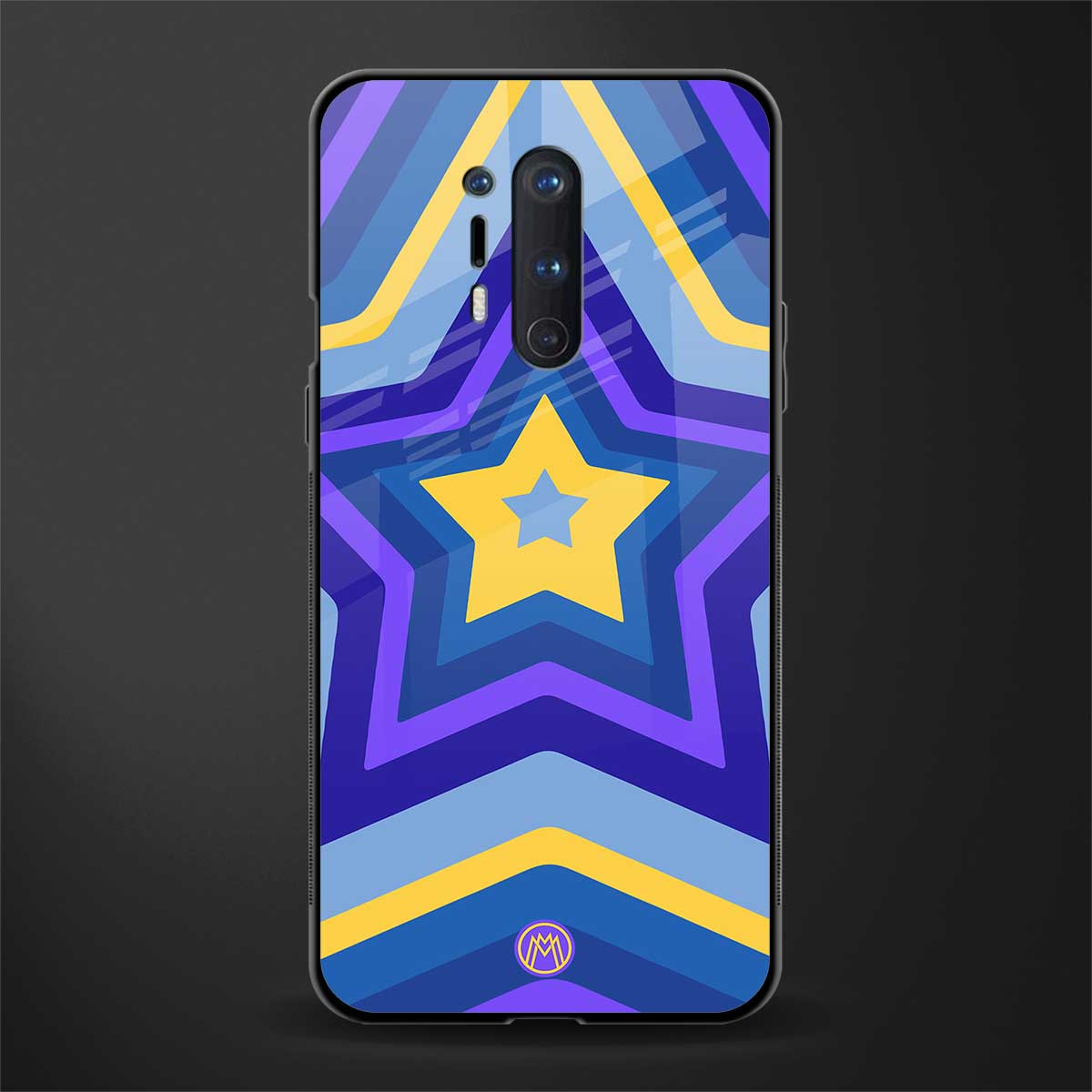 y2k yellow blue stars glass case for oneplus 8 pro image