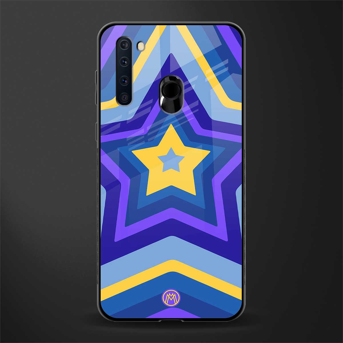 y2k yellow blue stars glass case for samsung a21 image