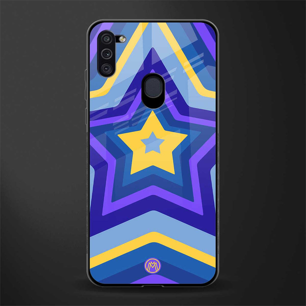 y2k yellow blue stars glass case for samsung a11 image