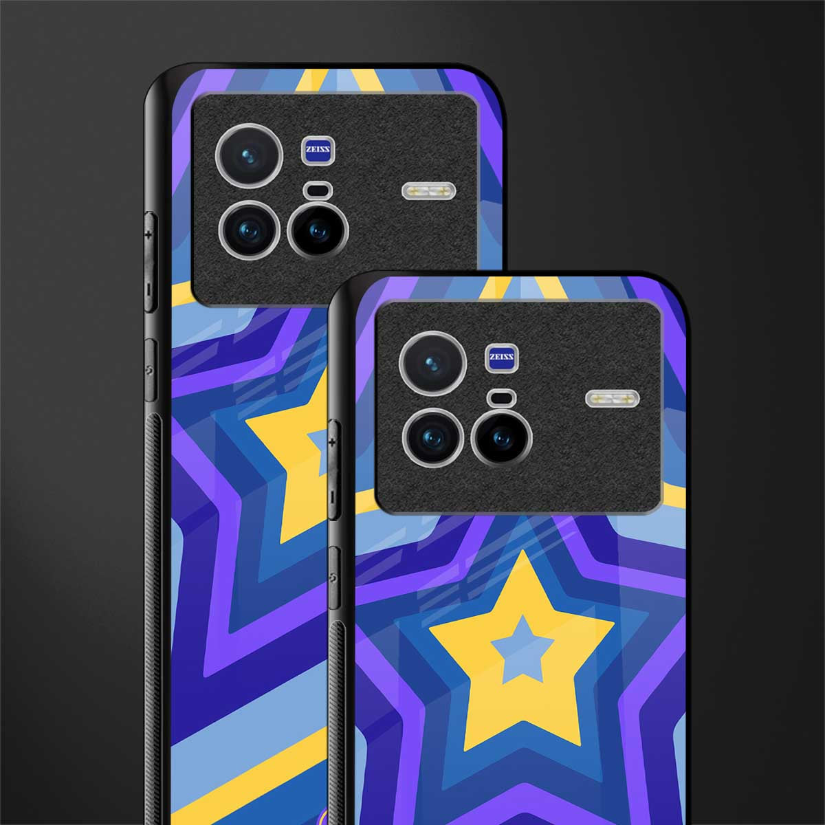 y2k yellow blue stars glass case for vivo x80 image-2